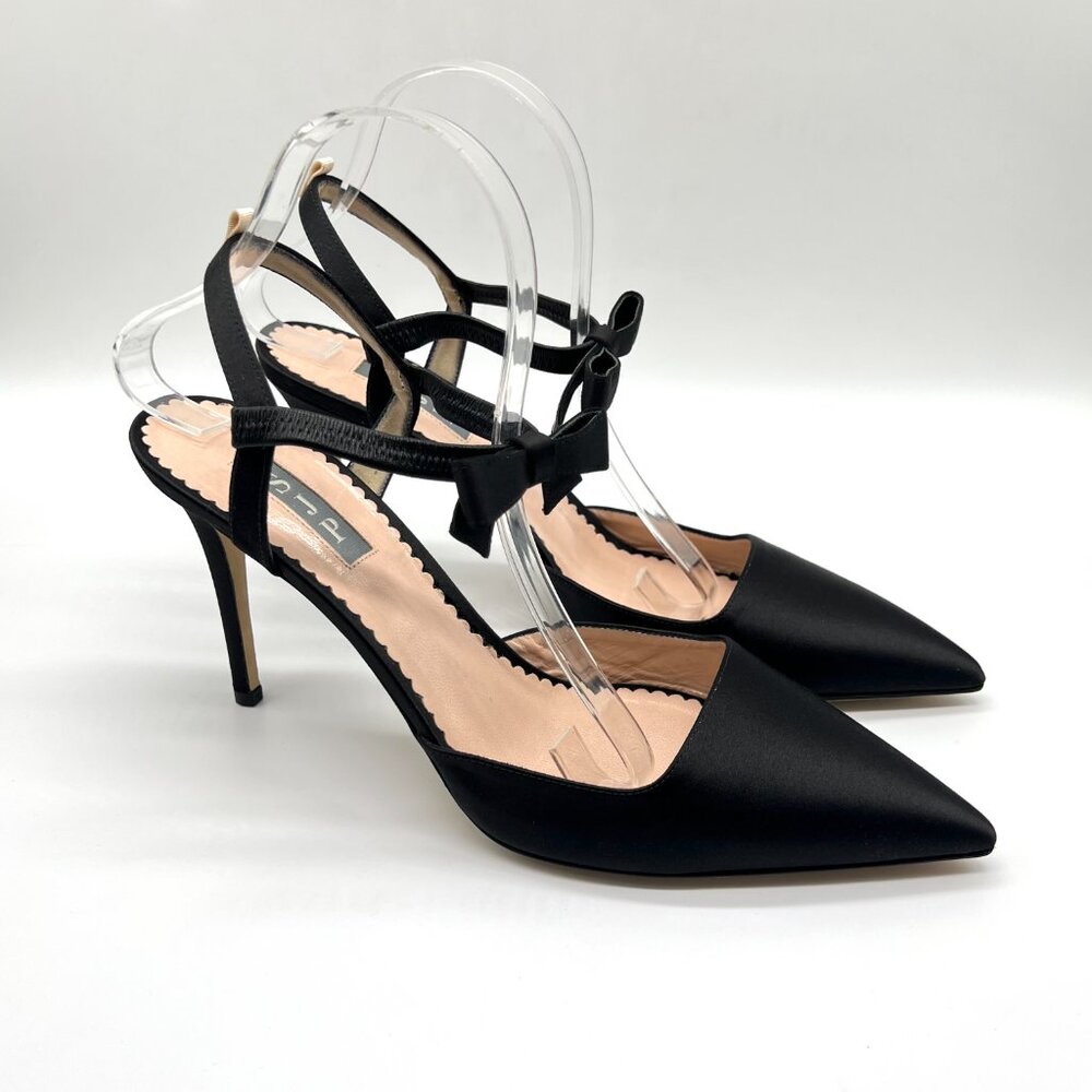SJP Sarah Jessica Parker 42 EU 12 US Pola Black Point Toe Bow Heels Pumps Shoes